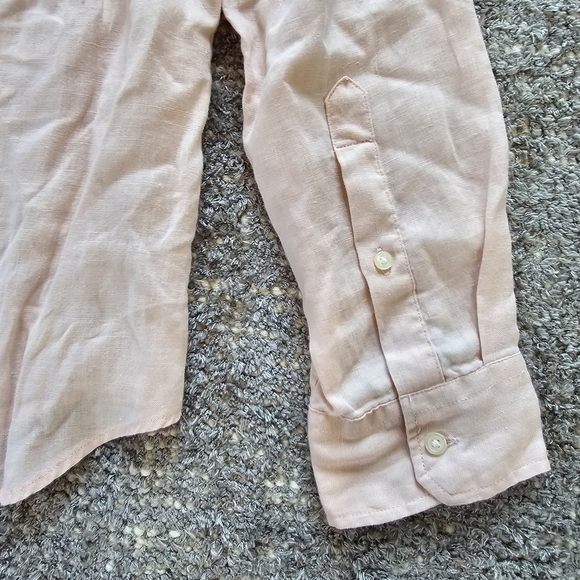 Vince. 100% Linen Long Sleeve Button Up Shirt Peach Mens Medium - Picture 6 of 9